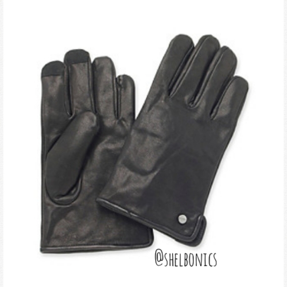 Calvin Klein Accessories New Calvin Klein Mens Black Leather Glove
